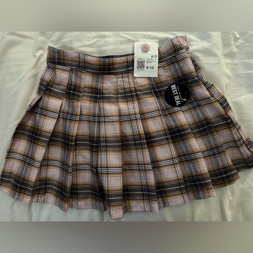 Forever 21 Pink and Brown Plaid Skater Skirt
